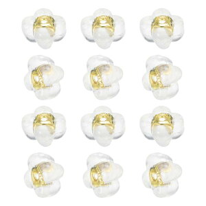 シリコン製イヤリングバック ソフト クリア イヤリングストッパー 交換品 花の形 イヤリングバック スタッズフィッシュフックピアス用 ゴー ルド 4mm 16個入り