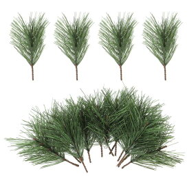 PATIKIL 10 cm 人工松の枝 30個 人工松の葉 偽の松葉 小枝 茎のピック DIYガーランドリース クリスマス装飾用 緑