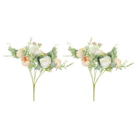 PATIKIL 6枝 人工シルク牡丹アジサイ 茎付き 2個 フェイクフラワー フェイクシャクヤクの花束 結婚式 ホーム オフィスの装飾用 ホワイト シャンパンカラー