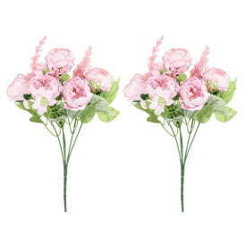 PATIKIL 5枝 人工シルク牡丹アジサイ 茎付き 2個 フェイクフラワー フェイク菊の花束 結婚式 ホーム オフィスの装飾用 ピンク