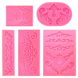 PATIKIL 5個セット ポリマークレイ型 クレイ型フォンダン型3Dアイオド型シリコンローズ クラフトエアドライDIYケーキチョコレートキャンディーシュガーベーキング用 ピンク