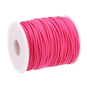 スエードコード 45 M 2.6 mm フラット レザー 糸ひも 財布 ハンドバッグ 靴ひも DIY工芸品 ブレスレット作り用 フクシア 1ロール