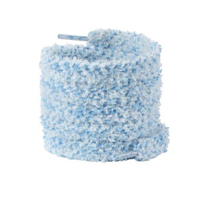 Elerevyo 1 Pair Flat Fuzzy Contrast Color Shoe Laces, 0.47 Wide Fat Soft Fluffy Shoelaces Shoestrings for Sneakers Blue 120cm/47.2