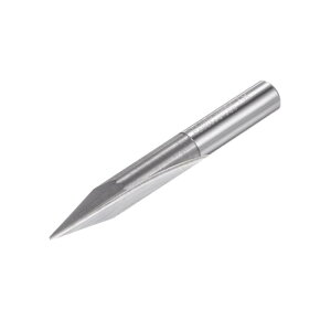 テーパー木彫りCNCルータービット 超硬ソリッド 2ストレートフルート 彫刻道具 アクリル PVC MDF プラスチック用 6mmシャンク 0.5mm先端 25度 長さ50mm