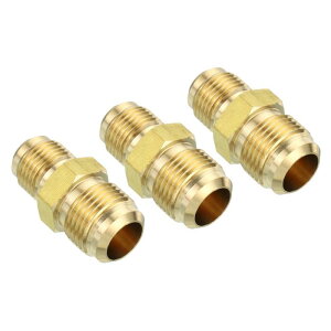 PATIKIL 9.5 mmオス x 13 mmオス 真鍮製ふレアユニオンコネクター 3個 ガスアダプター 真鍮管カプラーパイプ継手 ホース継手用