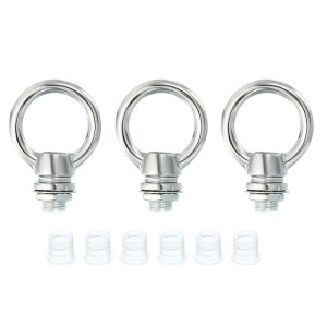 PATIKIL 15kg�ő�׏d 25 mm���a M10�˂� ���t�e�B���O�A�C�i�b�g 3�Z�b�g ���X ���[�v�z���_�[�t�b�N �����O�^�Ɩ���� �y���_���g�����v�V�����f���A�p �V���o�[�g�[��