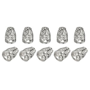 メタルベルストッパー コードエンドロック ロープファスナーエンドストッパー 4.5mm 円錐形 ドローストリングランヤード用 バックパックバック用 DIY シルバー 10個入り