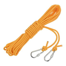 フック付きホローブレードポリプロピレンアンカーロープ 1/4"33フィートナイロンフロー ティングライン マリンプール用ライフボートアンカーロープ イエロー