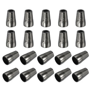 メタルベルストッパー コードエンドロック ロープファスナーエンドストッパー 4.5mm 円錐形 ドローストリングランヤード用 バックパックバック用 DIY ダークグレー 30個入り