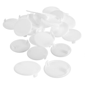 30個入りヒンジ穴カバー、38mm(1 1/2インチ)径プラスチック製埋込型丸いフラッシュタイプのキャップ、家具・キャビネット・食器棚用、白