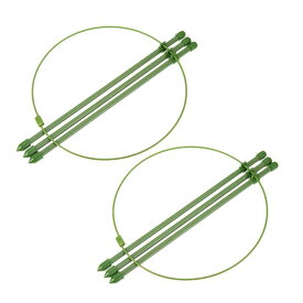 プラントサポートケージ コーティング付き 25cm フラワークライミングトレリス 庭 幹 つる用 グリーン 2個入り