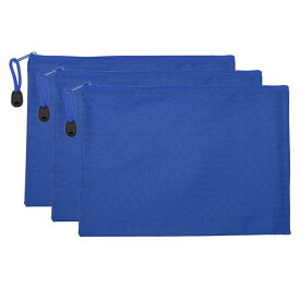 PATIKIL 防水ジッパーファイルバッグ 3個 A5 ドキュメントホルダー ペンシルポーチ オフィス用 ブルー