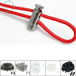 プラスチック スプリングコードロック、エンドストッパーダブルホールトグルファスナー ロープエンドドローストリング、靴ひも、バッグ、タイダウン用 50個