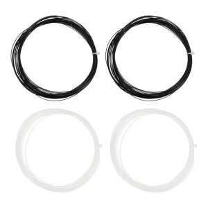 PATIKIL 10 M x 0.75 mm バドミントンラケットストリング 4個 高い柔軟性 ナイロン弦の交換 スレッドライン バドミントン修理アクセサリー ブラック/ホワイト