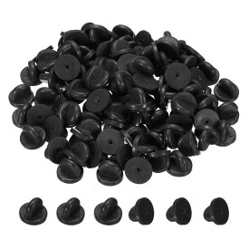 PATIKIL ラバーピンバック 100個 ラペルピン バッキングブローチホルダー 装飾用アクセサリー 制服バッジ帽子ネクタイ用 ブラック