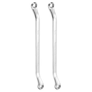 2個45度オフセットボックスエンドレンチ6mm x 7mmメトリック12ポイ ントCR-Vスチールダブルボックスレンチロング産業用トルクスボックスレンチツール自動車ホームリペア