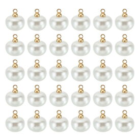 PATIKIL 10 mmパールボタン 200個 チャビーボタン 大 手作りボタン締め具 ホワイトフェイクパール シャンク付き 工芸品縫製服DIYクリスマスセーターシャツ用 ゴー ルデン ホワイト