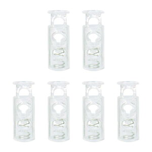 プラスチック スプリングコードロック、エンドストッパーダブルホールトグルファスナー ロープエンドドローストリング、靴ひも、バッグ、タイダウン用 クリア 6個