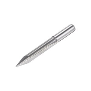 テーパー木彫りCNCルータービット 超硬ソリッド 2ストレートフルート 彫刻道具 アクリル PVC MDF プラスチック用 6mmシャンク 0.5mm先端 30度 長さ55mm