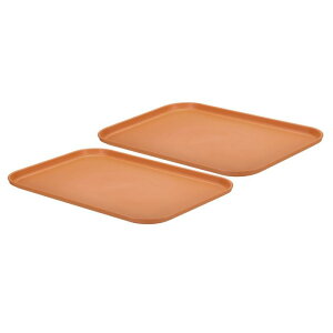 PATIKIL プラスチック製ファストフード用トレイ 2個セット 15"×10.6" 再利用可能な長方形 カフェテリア用プラッター パーティー キッチン レストラン用 オレンジ色