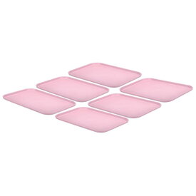 PATIKIL プラスチック製 ファーストフード用トレイ 6個 31 x 22.5 cm 再利用可能 長方形 カフェテリア用大皿 パーティー キッチン レストラン用 ピンク