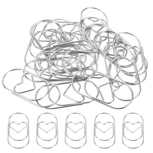 ペーパークリップ ハート型 かわいい装飾 ファンクリップブックマーク 50 mm シルバートーン オフィスホーム整理用 20個