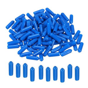 先端保護キャップ ゴムエンドキャップカバー 3 mm 保護キャップ ビニール ねじプロテクター ラウンド PVC 真空キャップ ネジ 支柱 ボルト パイプ用 ブルー 100個