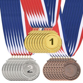 PATIKIL 金 シルバー ブロンズ賞メタル 24 個 2 "のオリンピックスタイル賞メダル 1 位 2 位 3 位賞 リボン付き チームゲーム スポーツ競技用