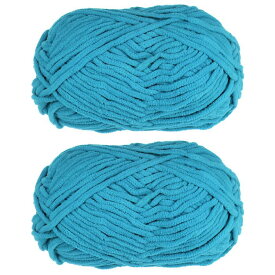 2かせビロード糸 ベルベットヤーン シェニール糸 かぎ針のバッグスカーフハット編み用 6超柔らかいポリエステル ソフトニット 2x100g ブルー