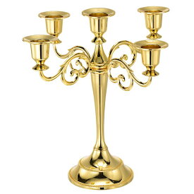 PATIKIL 燭台キャンドルホルダー 5アーム 金属製燭台スタンド テーパーキャンドル用 27 cm トールキャンドルスタンド 家の装飾 結婚式 誕生日 パーティー ダイニング テーブル用 黄金色