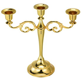 PATIKIL 燭台キャンドルホルダー 3アーム 金属製燭台スタンド テーパーキャンドル用 25 cm キャンドルスタンド 家の装飾 結婚式 誕生日 パーティー ダイニング テーブル用 黄金色