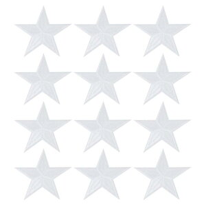 PATIKIL スターアイロンパッチ12個スターエンブロイダリーパッチアップリケ衣類ジャケット帽子バックパック修理用装飾用ホワイト3.2" x 3.2"