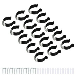 T10 Uクリップホルダーブラケット LED電球取り付けブラケットサポート用 ステンレス鋼 蛍光管ホルダーパイプクランプ ブラック 15個入り