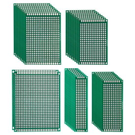 PATIKIL 5サイズの両面PCBボード 34個入り 厚さ1.6mmのプロトタイプキット DIYはんだ付け電子実験用のPCB回路基板FR-4パーフボード 緑