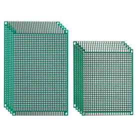 PATIKIL 2 サイズの両面PCBボード 10個1.6mm厚のプロトタイプキット DIYはんだ付け電子実験用のPCB回路基板FR-4パーフボード 緑