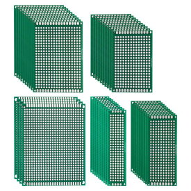 PATIKIL 5サイズの両面PCB基板 105個の1.6mm厚のプロトタイプキット DIYはんだ付け電子実験用のPCB回路基板FR-4パーフボード 緑