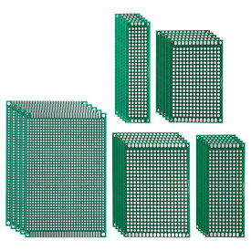 PATIKIL 5サイズ 両面PCB基板 25個1.6mm厚のプロトタイプキットPCB回路基板FR-4パーフボード DIYはんだ付け電子実験用 緑