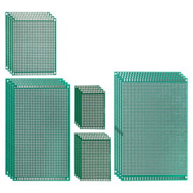 PATIKIL 5サイズの両面PCBボード 20個1.6mm厚のプロトタイプキット DIYはんだ付け電子実験用のPCB回路基板FR-4パーフボード 緑