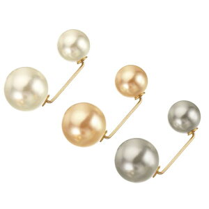 パールブローチピン 36 mm 金属フェイクパール装飾 首輪安全ピンクリップ 女性 衣類 ドレス パンツ ズボン スカート ウエスト用 グレー ホワイト ゴールド 3個