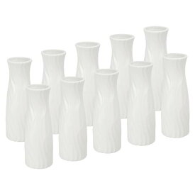 PATIKIL 花瓶 10個入り プラスチック花瓶 花用背の高い小さな花瓶 セラミックルックテーブルセンターピース ホームルームの装飾用 ホワイト