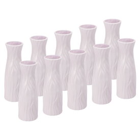 PATIKIL 花瓶 10個入り プラスチック花瓶 花用背の高い小さな花瓶 セラミックルックテーブルセンターピース ホームルームの装飾用 グレー