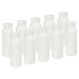 PATIKIL 花瓶 10個入り プラスチック花瓶 背の高い小さな花瓶 セラミックルックテーブルセンターピース ホームルームの装飾用 ホワイト