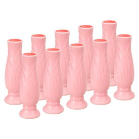 PATIKIL 花瓶 10個入り プラスチックつぼみ花瓶 背の高い小さな花瓶 セラミックルックテーブルセンターピース ホームルームの装飾用 ピンク