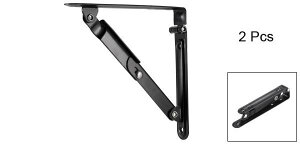 uxcell折りたたみ式ブラケット壁掛けサポーターデスクブラケット長さ150mm2本入りブラック