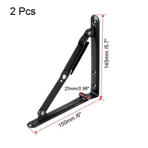 uxcell折りたたみ式ブラケット壁掛けサポーターデスクブラケット長さ150mm2本入りブラック