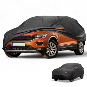 Partuto Volkswagenに対応 T-Roc 用 防水全天候型日除け雨保護フルエクステリアカバー 210D-PU ブラック 反射ストライプ付き