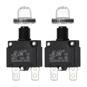 16Amp�v�b�V���{�^���T�[�L�b�g�u���[�J�[2�A125/250V AC 32V DC�蓮�� �Z�b�g�T�[�}���ߕ��וی쑕�u�A�h���{�^���L���b�v�t��