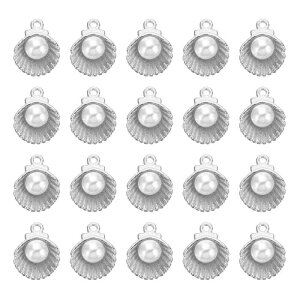 PATIKIL パールシェルペンダント 50個入り ミニパール貝殻 ペンダント バルク フェイクパール貝殻 かわいいデザイナー DIY ジュエリー作り ブレスレット イヤリング ネックレス クラフト用 シ