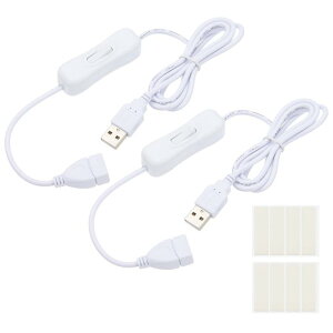 PATIKIL ON/Offスイッチ付き1M U S Bケーブル LEDデスクランプLEDストリップ用 2個U S Bオスメス延長コード 白色