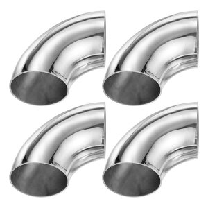 M METERXITY 4パックOD 2"90度マンドレルベンドエルボー 厚さ1.5 mm 304ステンレス鋼排気エルボーパイプ 車両改造排気システム 階段手すりベンド用 高さ80 mm